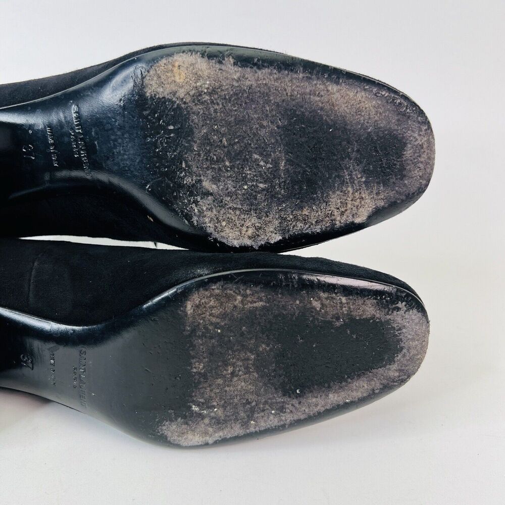Saint‎ Laurent Babies Block Heel Ankle Strap Pumps Black Suede Women’s Size 37 - Picture 12 of 14